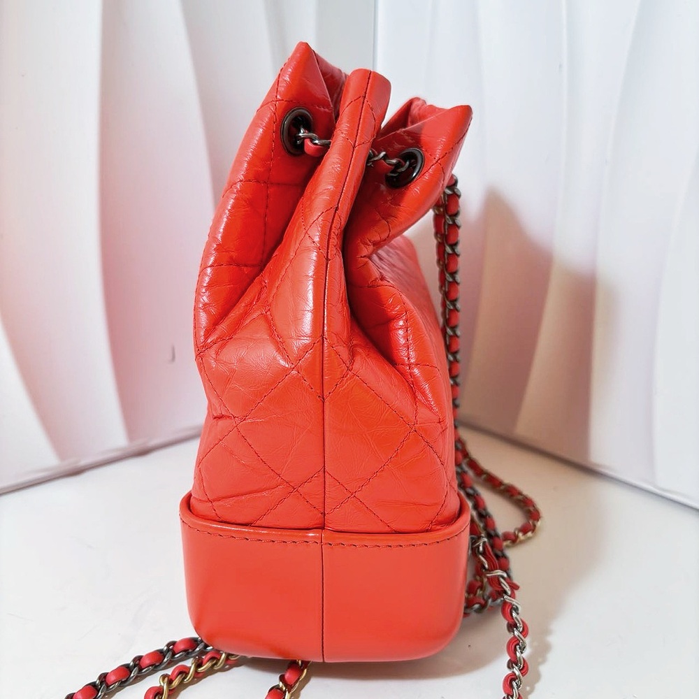 Chanel Red Quilted Leather Bucket Backpack - Picture 3 of 12